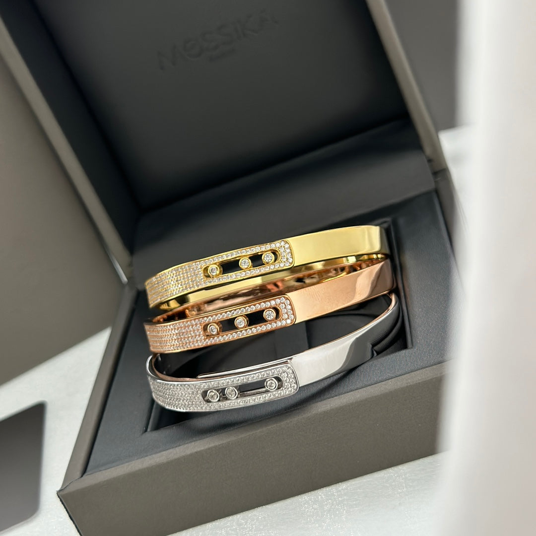 [⭐Sparkve]Move Noa Rose Gold Pavé Diamond Bangle Bracelet