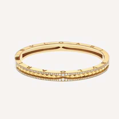 [⭐Sparkve]ZERO 1 SPIRAL AND PAVED DIAMOND GOLD BRACELET