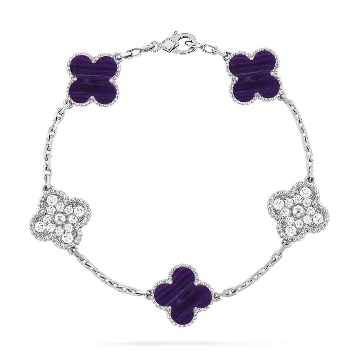 [⭐Sparkve]CLOVER 5 MOTIF PURPLE STRIPES BRACELET COLLECTION