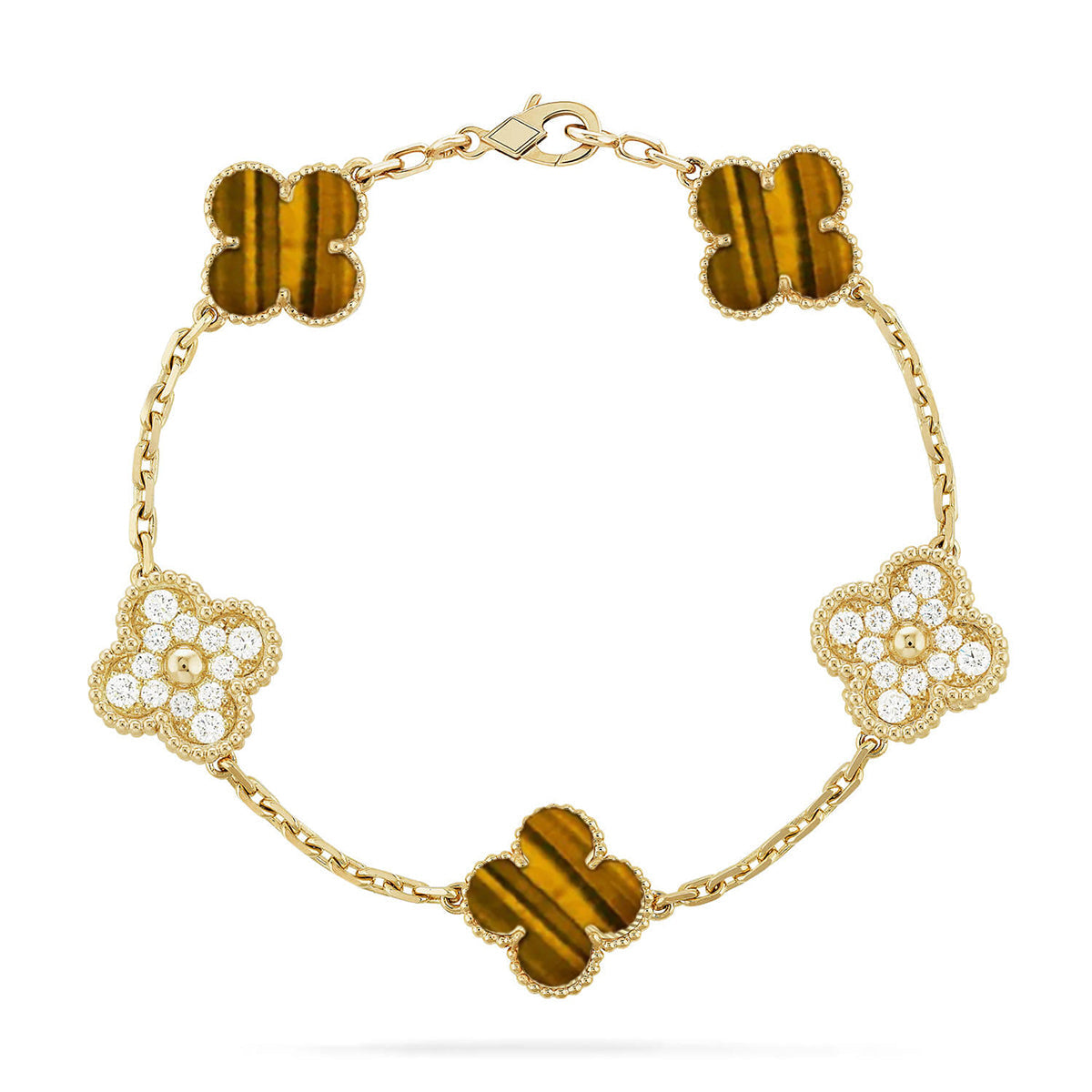 [⭐Sparkve] CLOVER 5 MOTIFS TIGER EYE BRACELET COLLECTION
