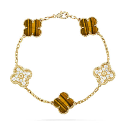 [⭐Sparkve] CLOVER 5 MOTIFS TIGER EYE BRACELET COLLECTION