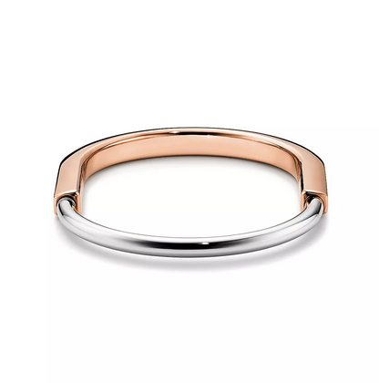 [⭐Sparkve Jewels]LOCK BRACELET ROSE AND WHITE GOLD