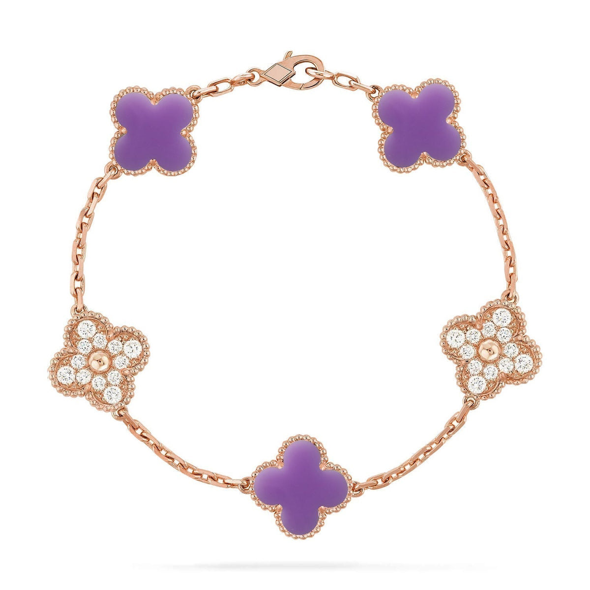 [⭐Sparkve]CLOVER 5 MOTIF LIGHT PURPLE BRACELET COLLECTION
