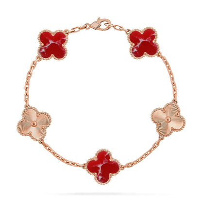 [⭐Sparkve]CLOVER 5 MOTIF RED PATTERN BRACELET COLLECTION