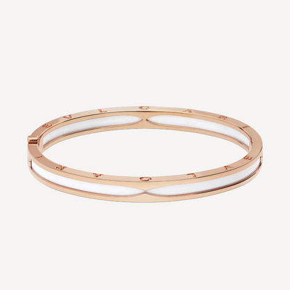 [⭐Sparkve]ZERO 1 PINK GOLD WITH WHITE CERAMIC BRACELET