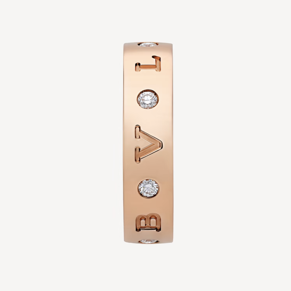 [⭐Sparkve]ZERO 1 ESSENTIAL PINK GOLD BAND WITH DIAMONDS RING