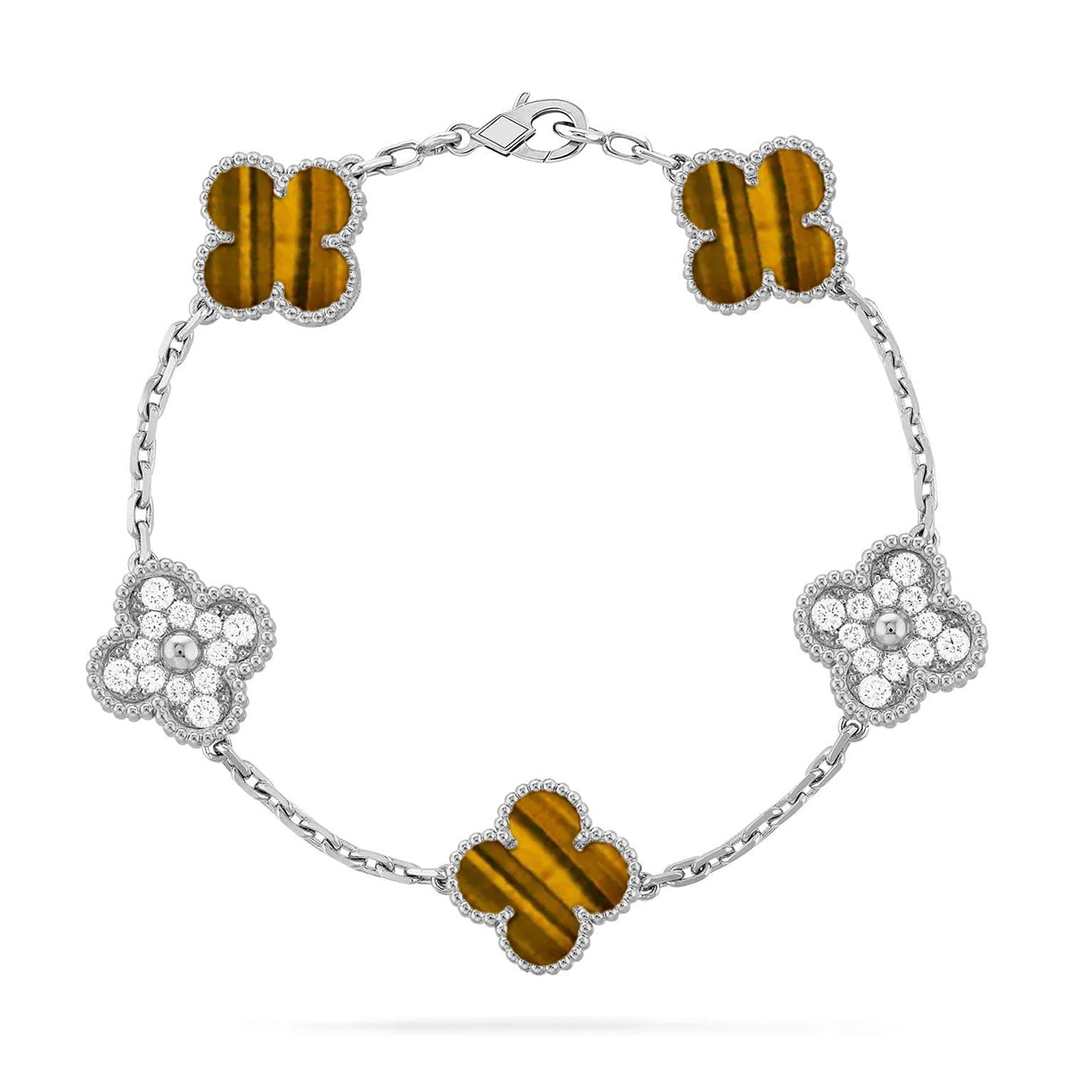[⭐Sparkve] CLOVER 5 MOTIFS TIGER EYE BRACELET COLLECTION