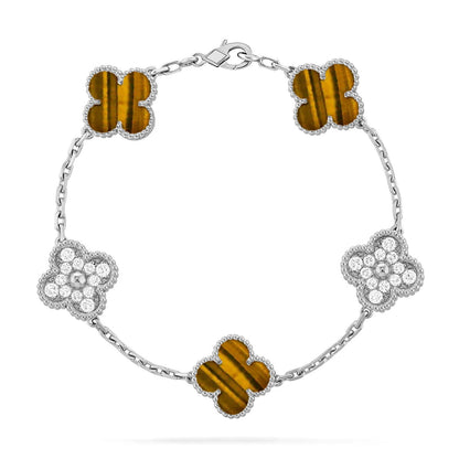 [⭐Sparkve] CLOVER 5 MOTIFS TIGER EYE BRACELET COLLECTION