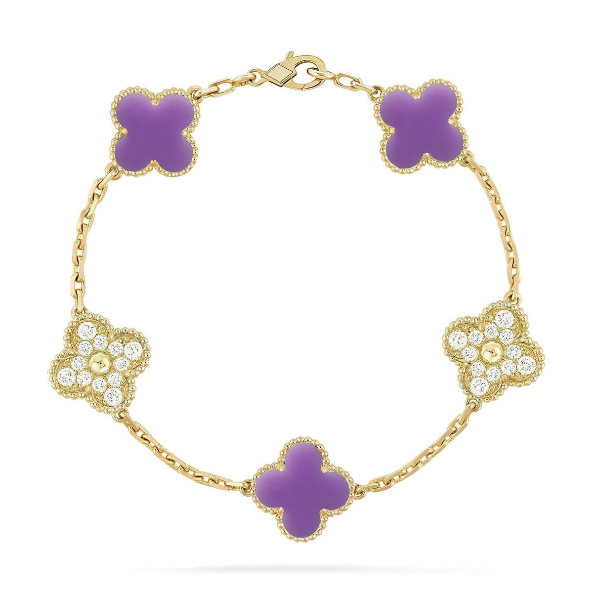 [⭐Sparkve]CLOVER 5 MOTIF LIGHT PURPLE BRACELET COLLECTION