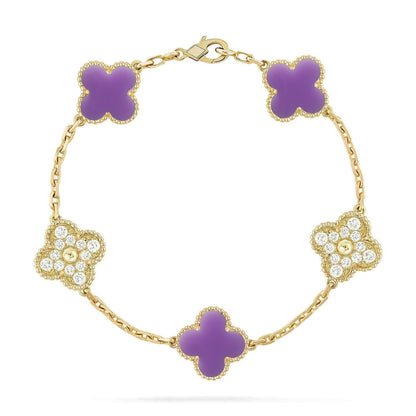 [⭐Sparkve]CLOVER 5 MOTIF LIGHT PURPLE BRACELET COLLECTION