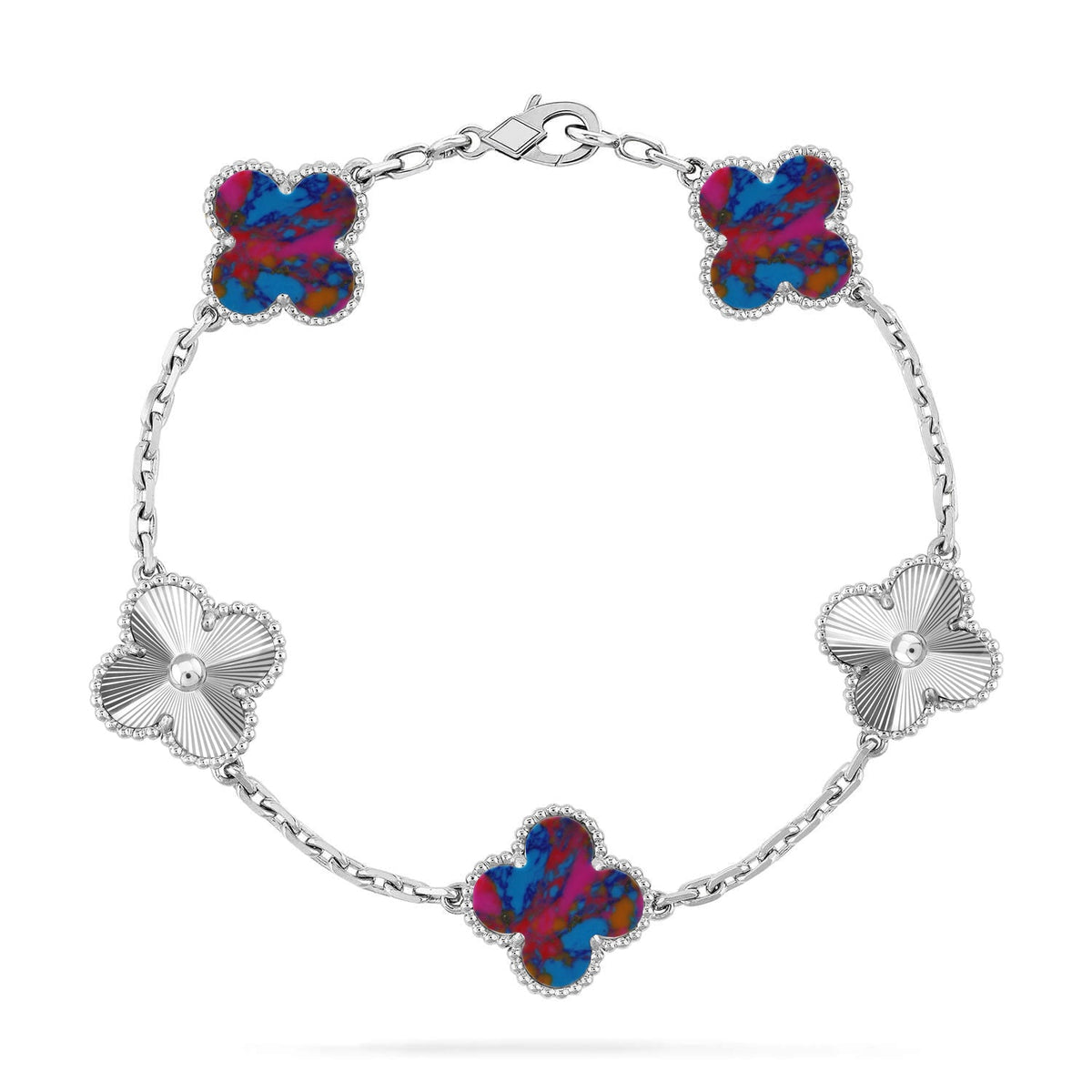 [⭐Sparkve]CLOVER 5 MOTIF COLOR GEMSTONES BRACELET COLLECTION