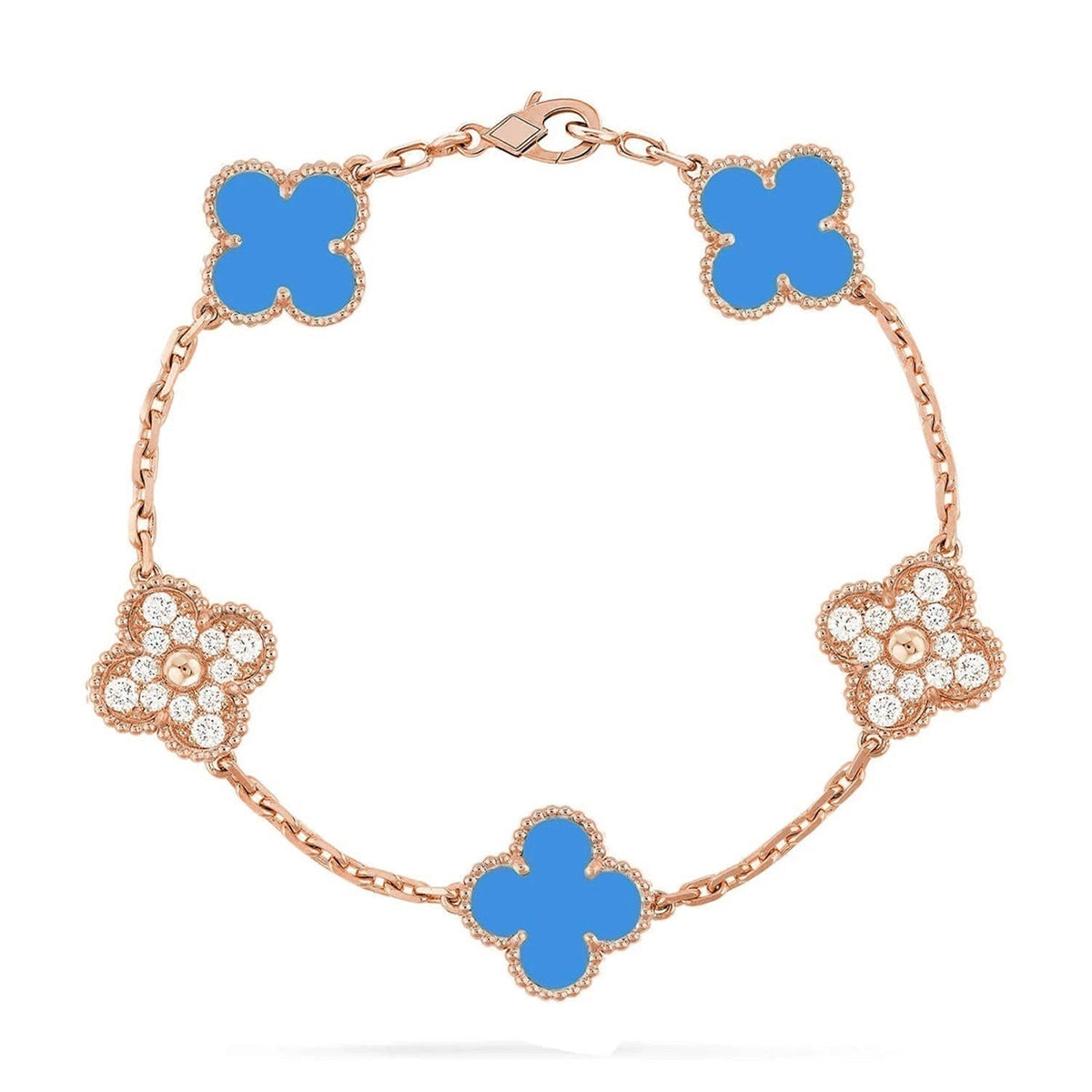 [⭐Sparkve] CLOVER 5 MOTIF BLUE AGATE BRACELET COLLECTION
