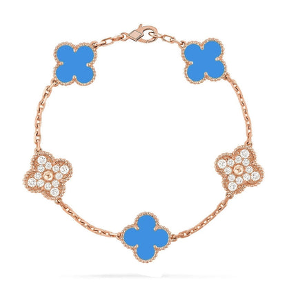 [⭐Sparkve] CLOVER 5 MOTIF BLUE AGATE BRACELET COLLECTION