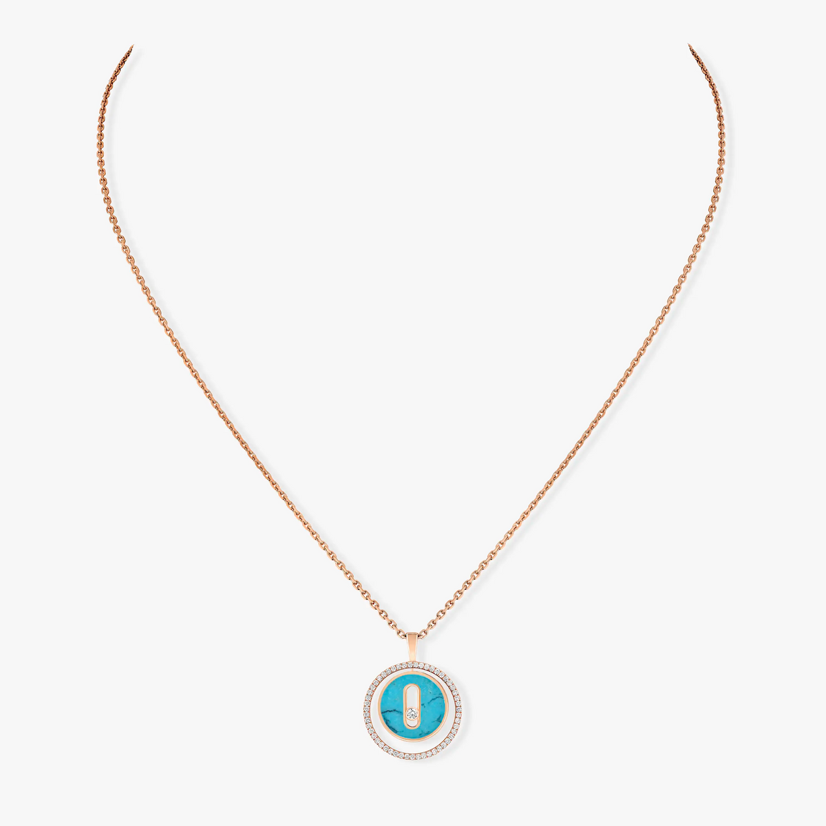 [⭐Sparkve]Demo MOVE 1 DIAMOND TURQUOISE PINK GOLD DIAMOND NECKLACE