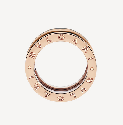 [⭐Sparkve]ZERO 1 TWO-BAND WITH MATTE BLACK CERAMIC PINK GOLD RING
