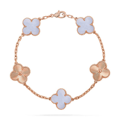 [⭐Sparkve] CLOVER 5 MOTIF PURPLE CHALCEDONY BRACELET COLLECTION