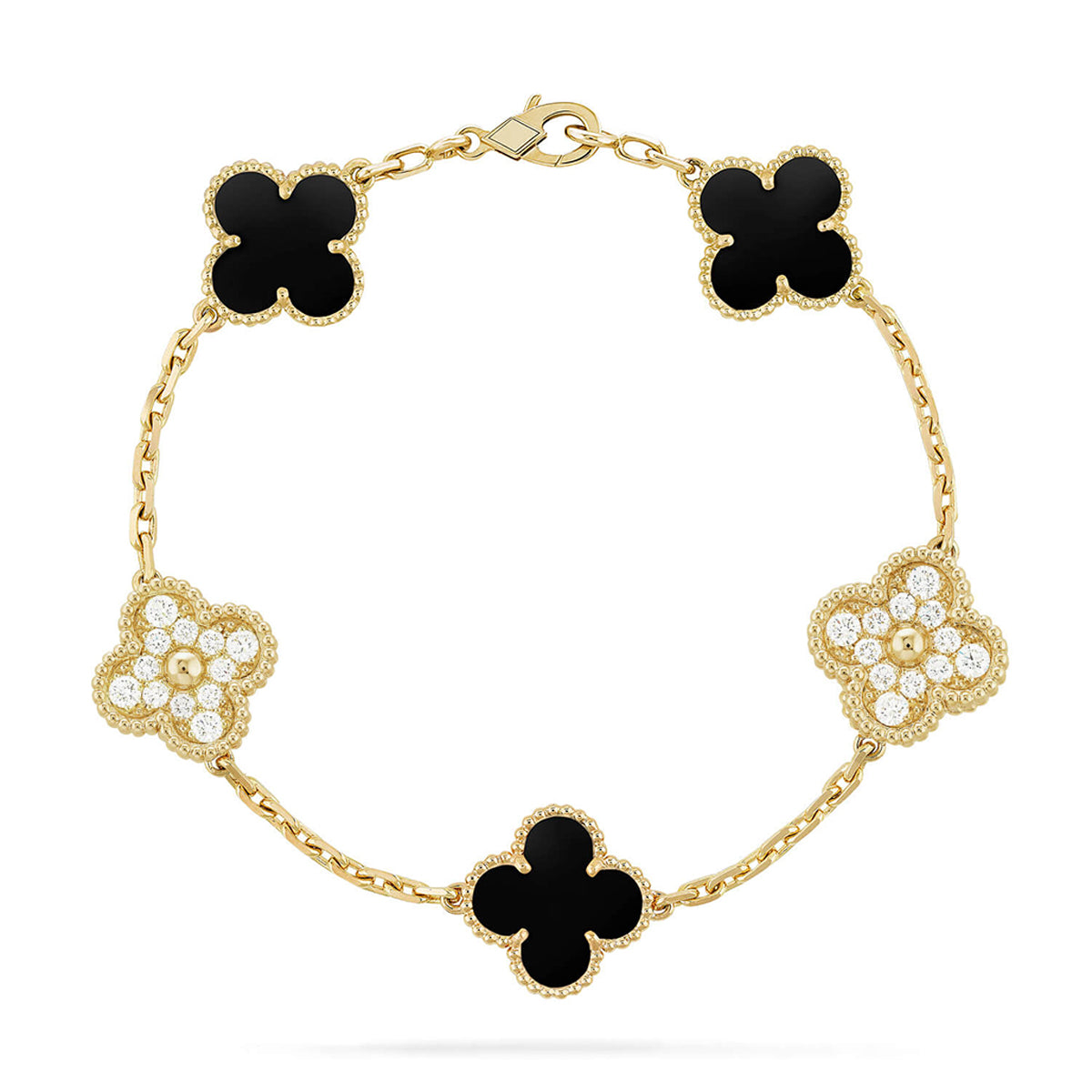 [⭐Sparkve] CLOVER 5 MOTIF ONYXS BRACELET COLLECTION