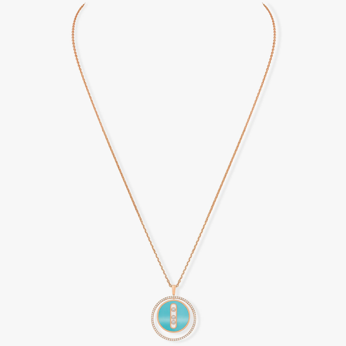 [⭐Sparkve]Demo MOVE 3 DIAMONDS TURQUOISE PINK GOLD DIAMOND NECKLACE