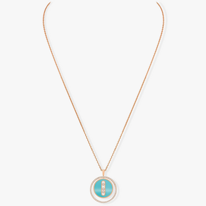 [⭐Sparkve]Demo MOVE 3 DIAMONDS TURQUOISE PINK GOLD DIAMOND NECKLACE