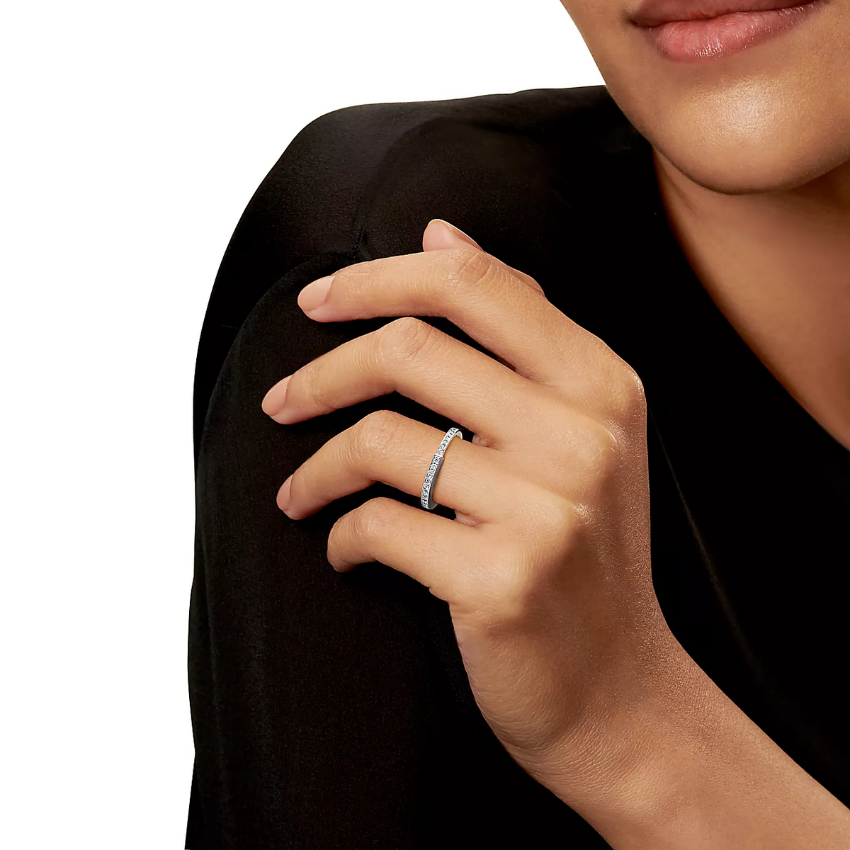[⭐Sparkve Jewels]LOCK RING SILVER DIAMOND PAVED