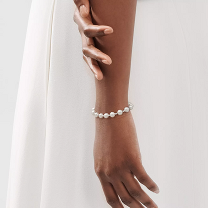 [⭐Sparkve Jewels]PEARL 7-8MM SILVER BRACELET