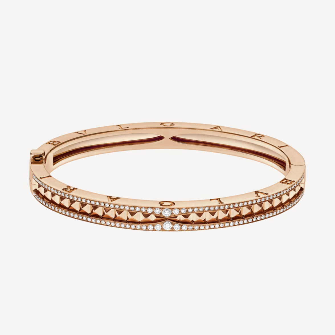 [⭐Sparkve]ZERO 1 SPIRAL AND PAVED DIAMOND PINK GOLD BRACELET