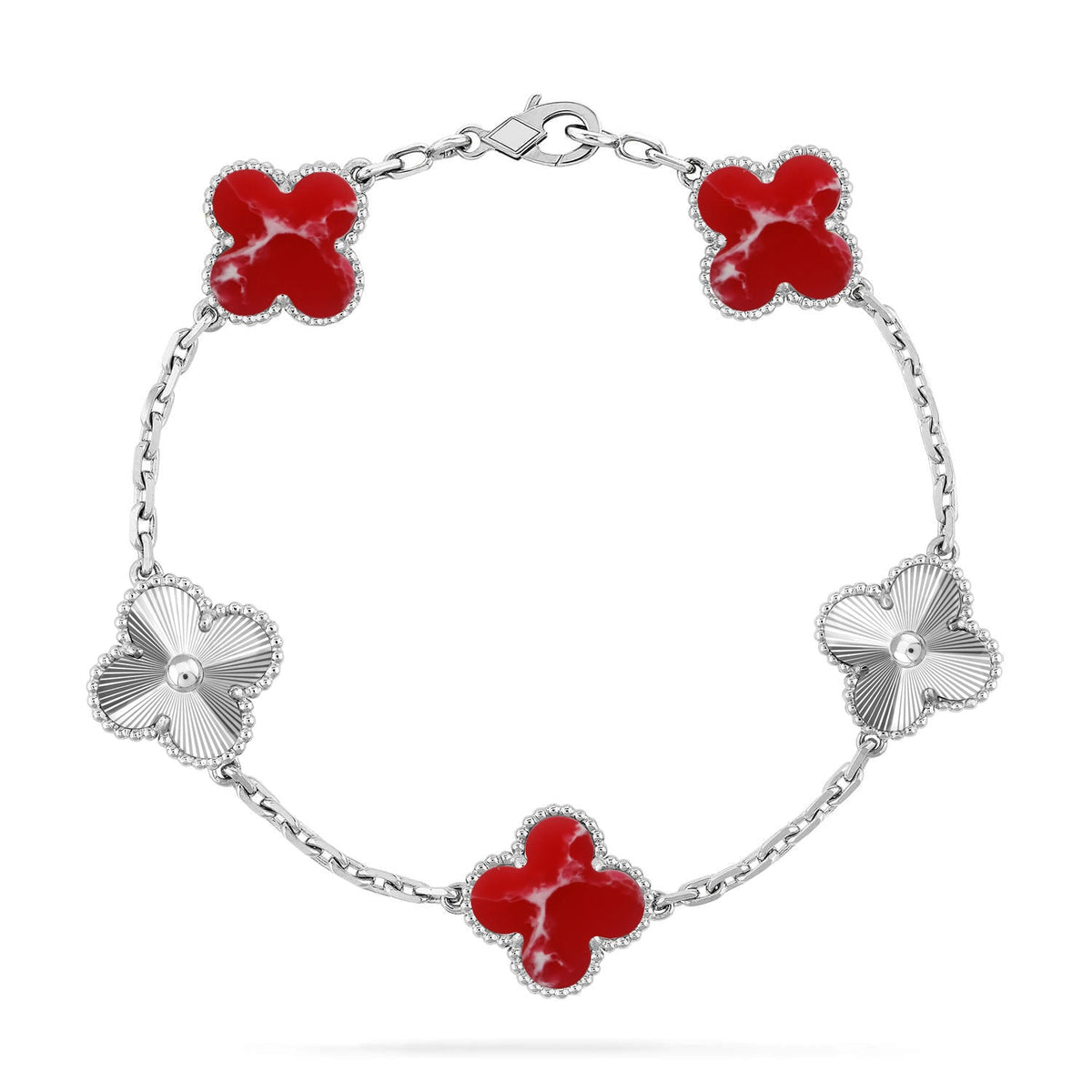 [⭐Sparkve]CLOVER 5 MOTIF RED PATTERN BRACELET COLLECTION