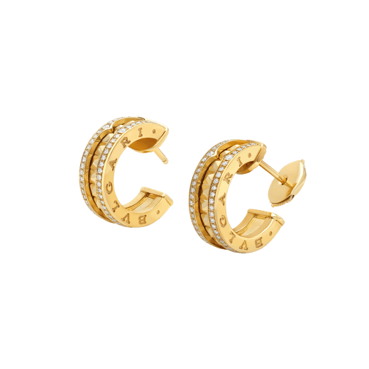[⭐Sparkve]ZERO 1 ROCK GOLD EARRINGS WITH STUDDED SPIRAL AND PAVED DIAMONDS