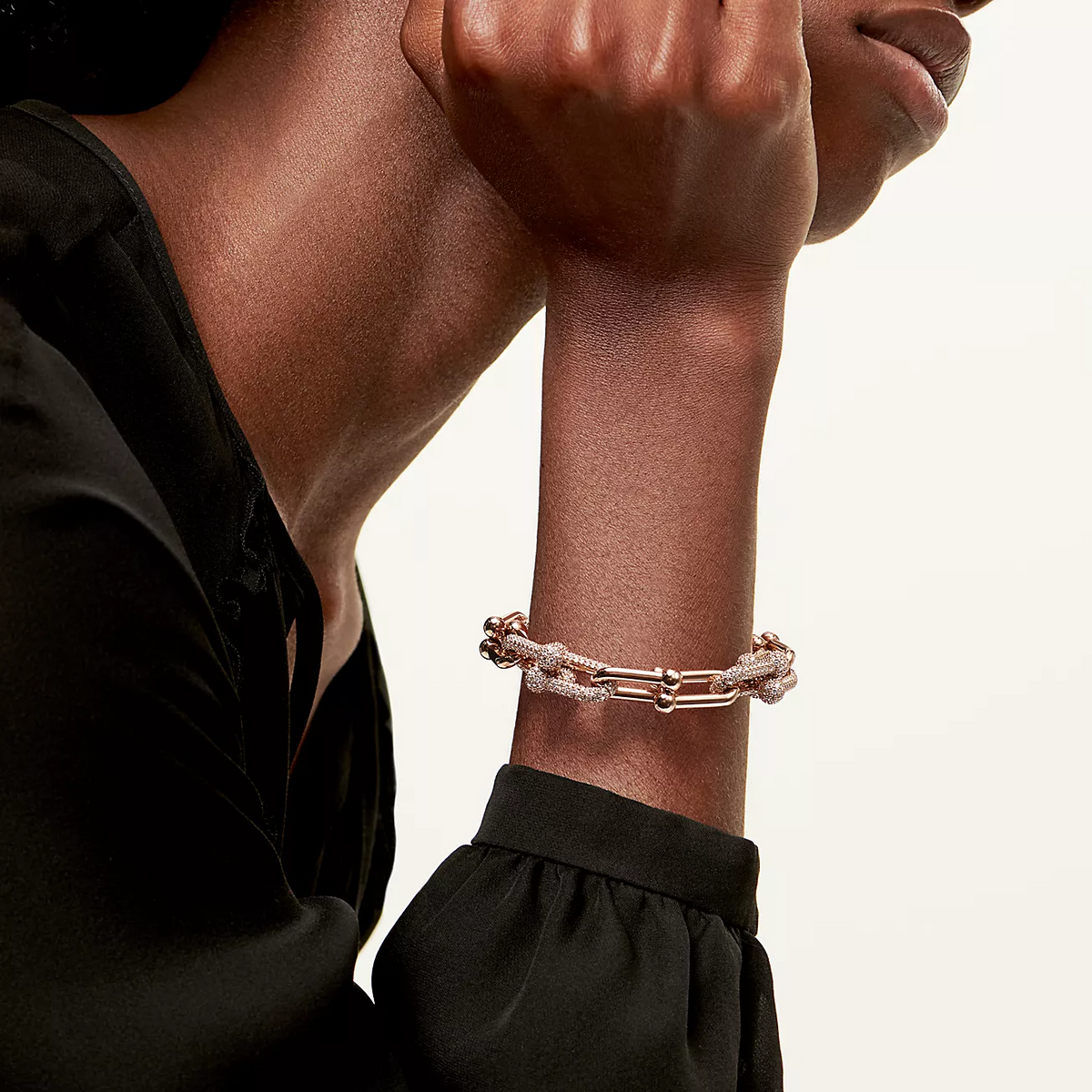 [⭐Sparkve Jewels]HARDWEAR LARGE LINK PINK GOLD PAVED DIAMOND BRACELET