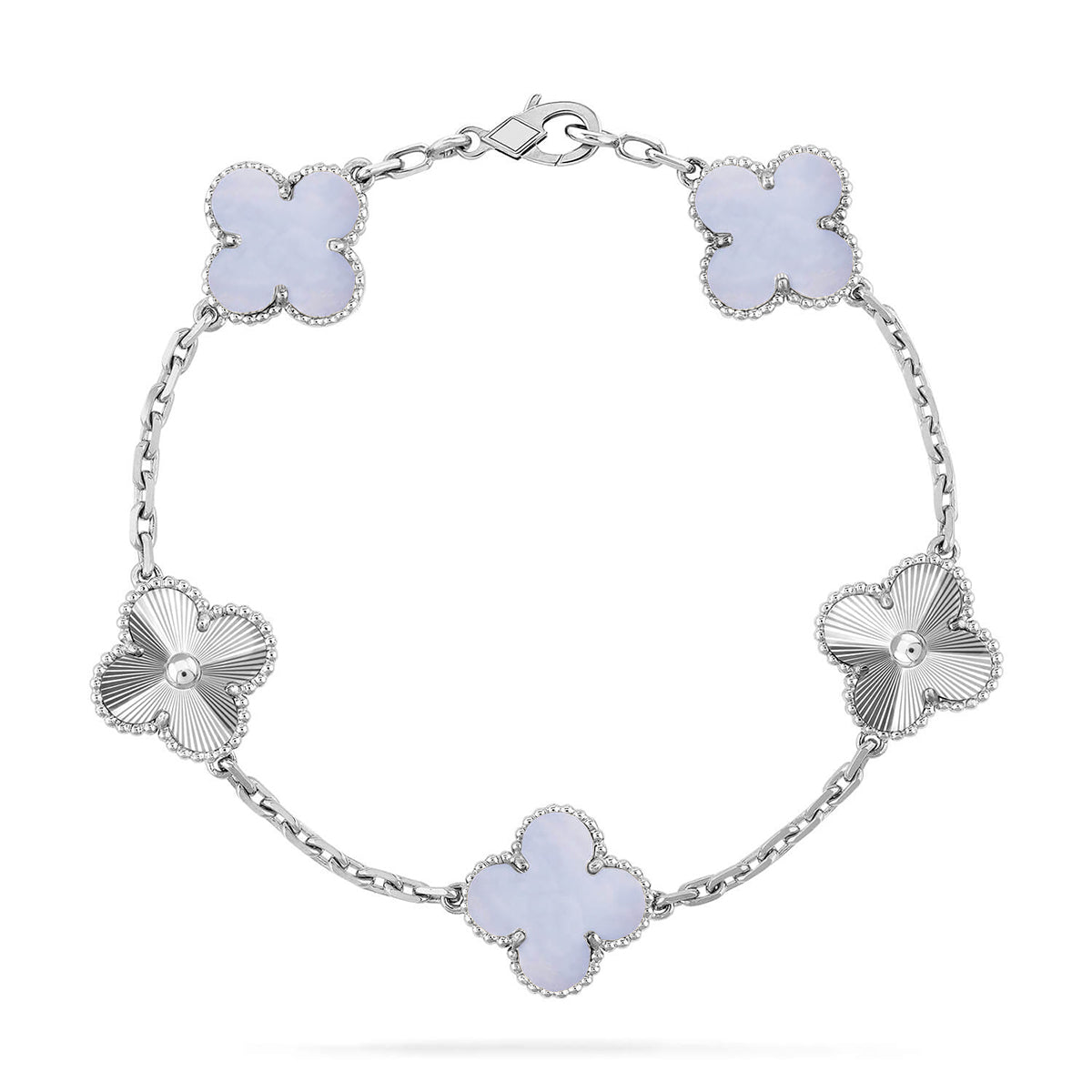 [⭐Sparkve] CLOVER 5 MOTIF PURPLE CHALCEDONY BRACELET COLLECTION