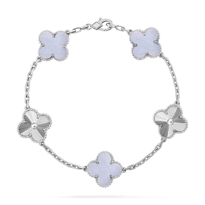 [⭐Sparkve] CLOVER 5 MOTIF PURPLE CHALCEDONY BRACELET COLLECTION