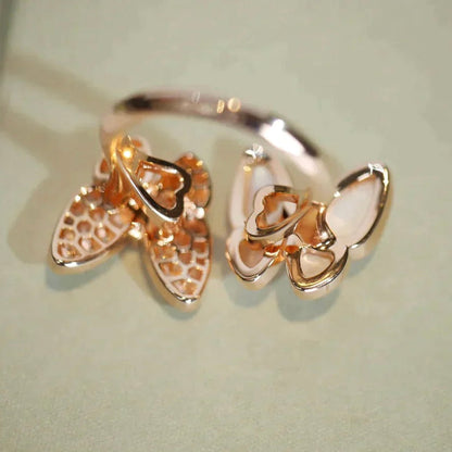 [⭐Sparkve]TWIN BUTTERFLY DIAMOND MOP RING