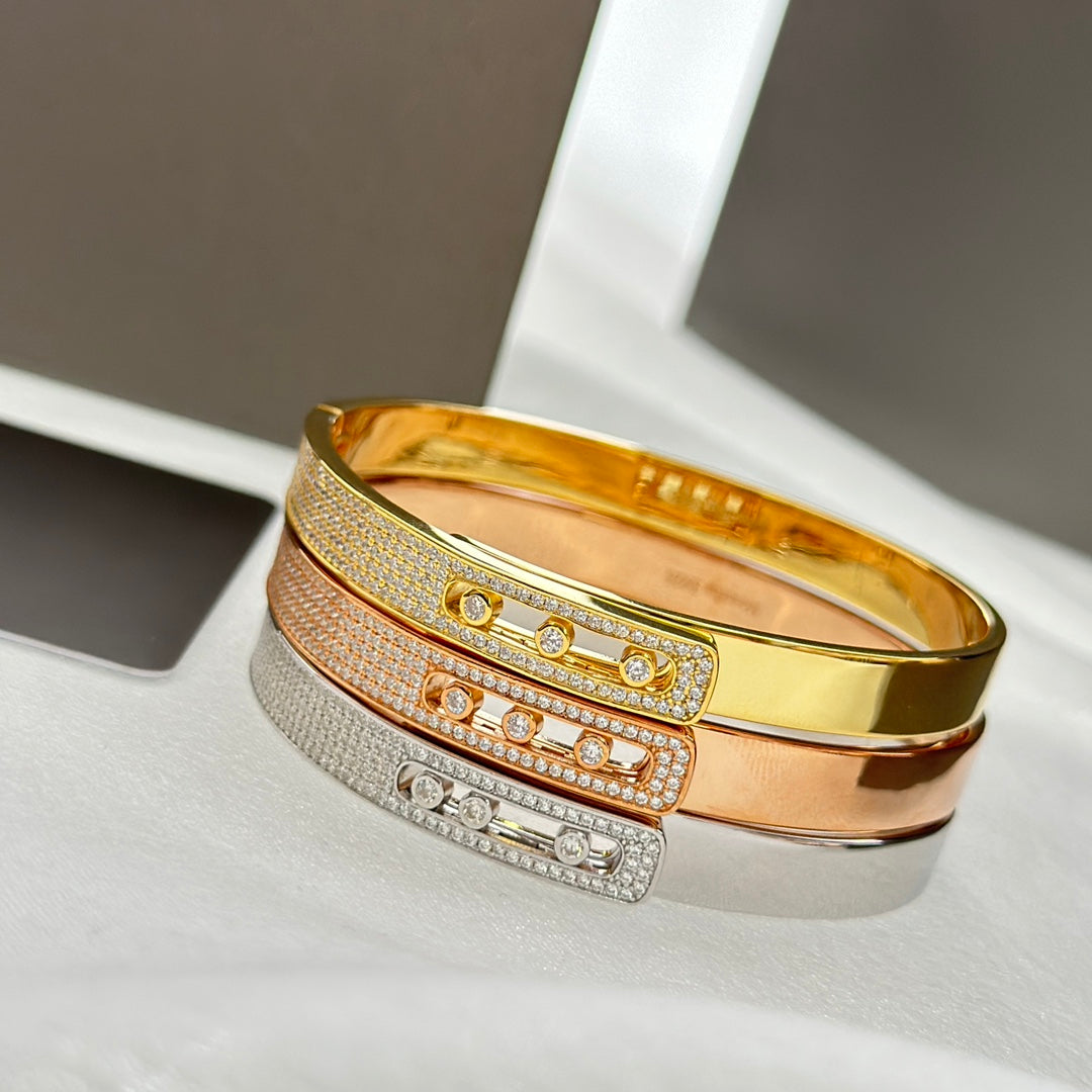 [⭐Sparkve]Move Noa Rose Gold Pavé Diamond Bangle Bracelet