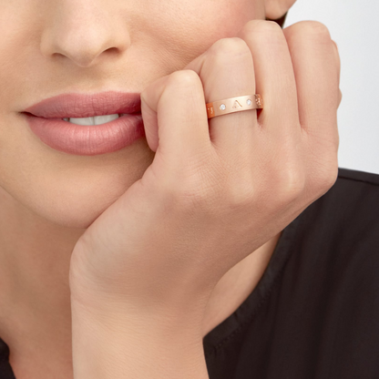 [⭐Sparkve]ZERO 1 ESSENTIAL PINK GOLD BAND WITH DIAMONDS RING
