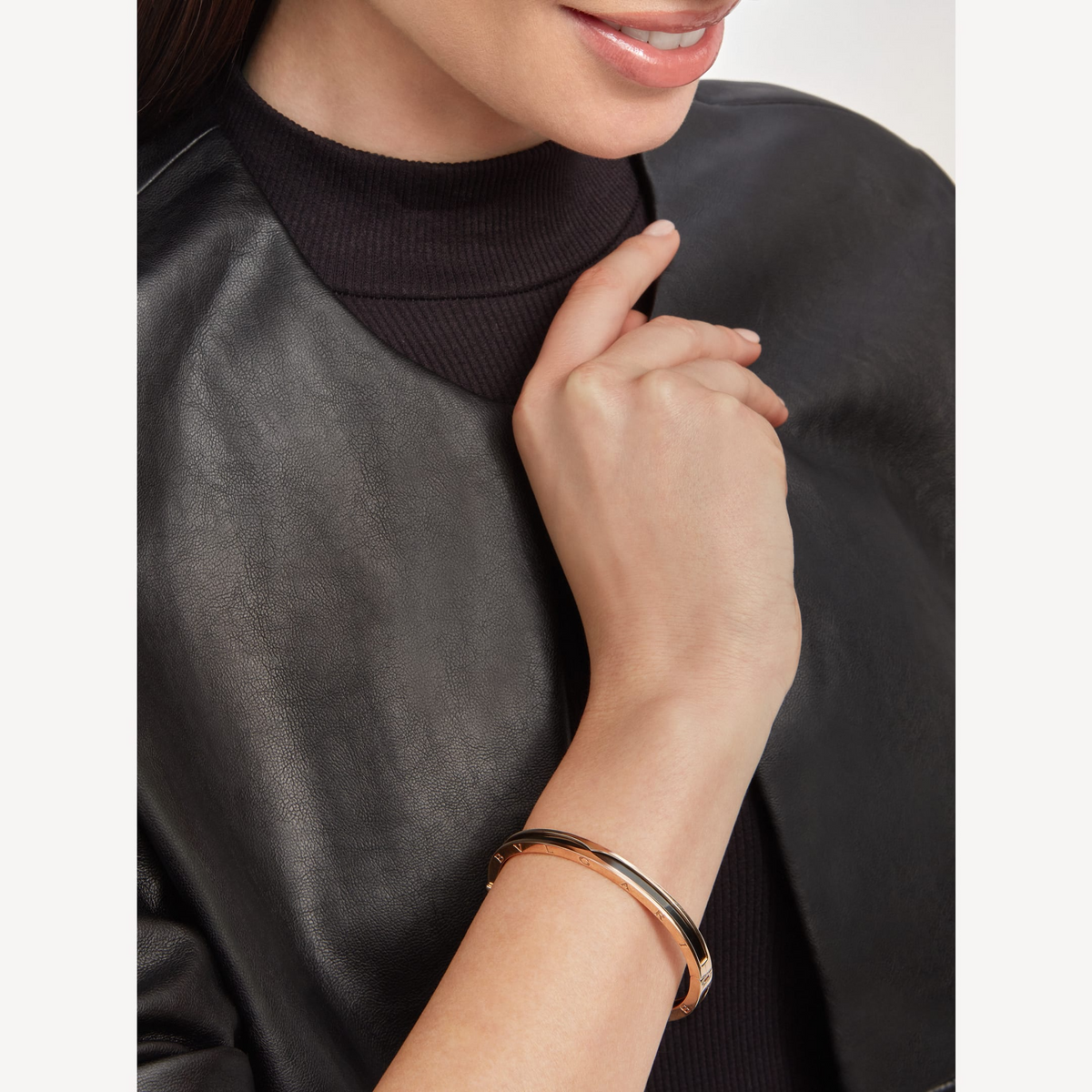 [⭐Sparkve]ZERO 1 PINK GOLD WITH BLACK CERAMIC BRACELET