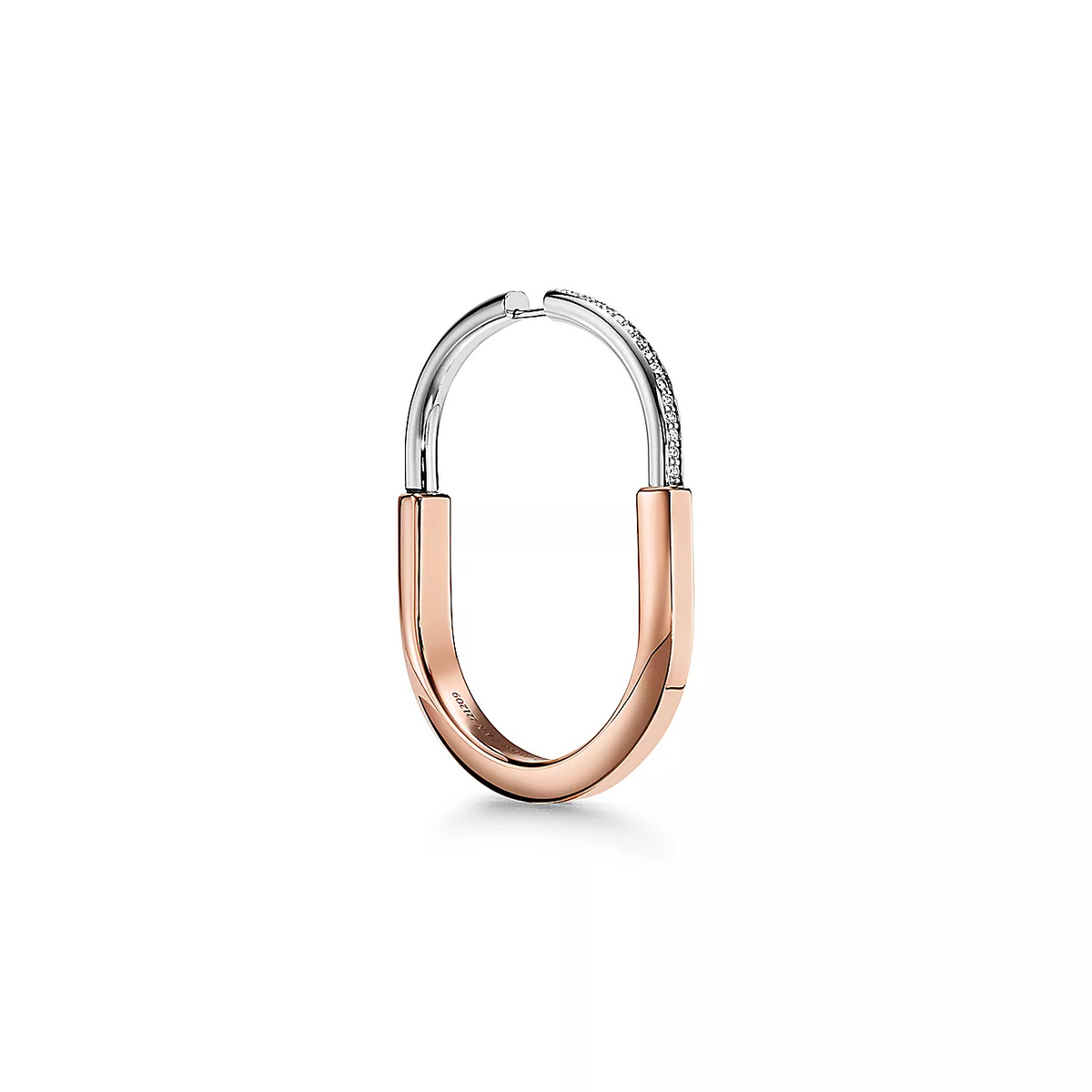 [⭐Sparkve Jewels]LOCK EARRINGS ROSE AND WHITE GOLD DIAMONDS EXTRA LARGE