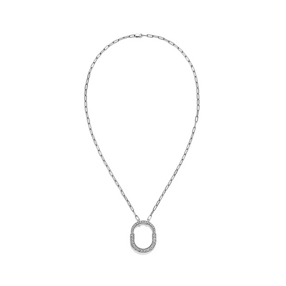 [⭐Sparkve Jewels]LOCK NECKLACE MEDIUM PENDANT SILVER PAVED DIAMONDS