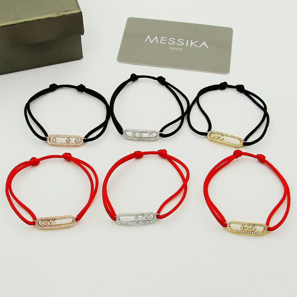 [⭐Sparkve]Messika Care(s) pink cord pavé bracelet