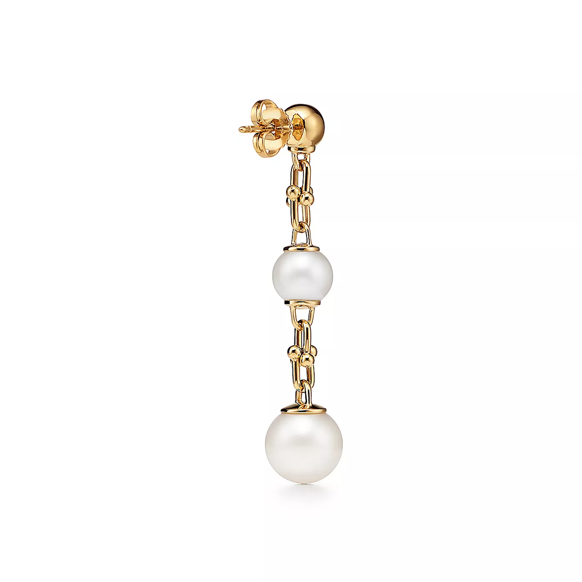 [⭐Sparkve Jewels]TRIPLE DROP LINK EARRINGS GOLD WITH FRESHWATER PEARLS