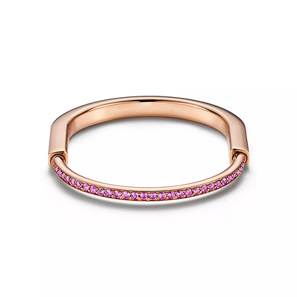 [⭐Sparkve Jewels]LOCK BRACELET ROSE DIAMOND PINK GOLD