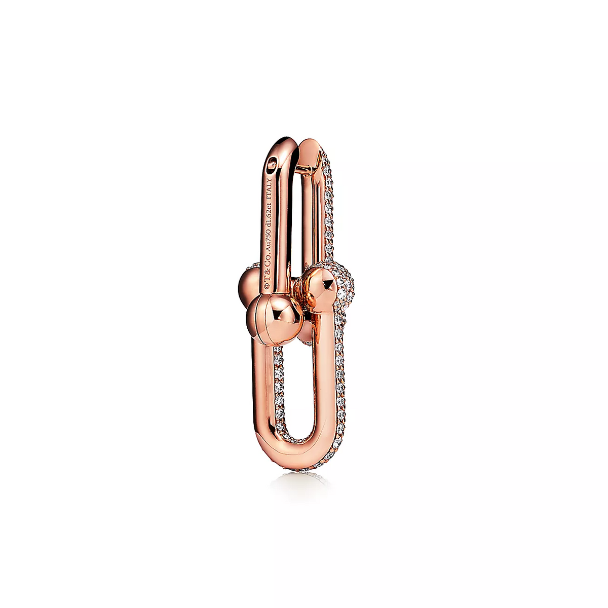[⭐Sparkve Jewels]LARGE LINK EARRINGS PINK GOLD WITH PAVED DIAMONDS
