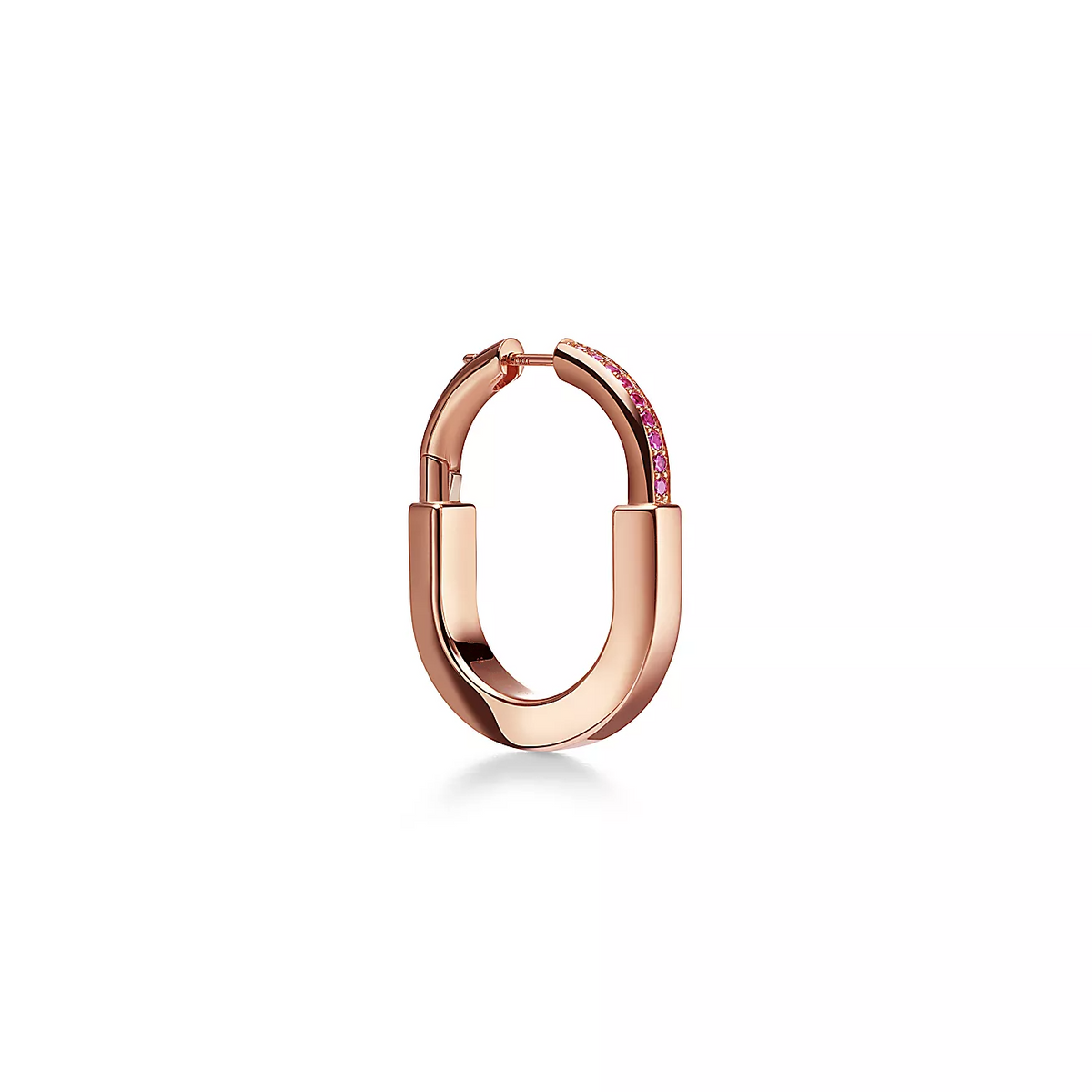 [⭐Sparkve Jewels]LOCK MEDIUM PINK DIAMOND PINK GOLD EARRINGS