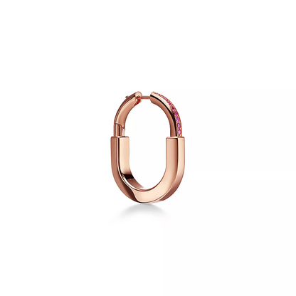 [⭐Sparkve Jewels]LOCK MEDIUM PINK DIAMOND PINK GOLD EARRINGS