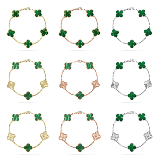 [⭐Sparkve] CLOVER 5 MOTIF MALACHITE BRACELET COLLECTION