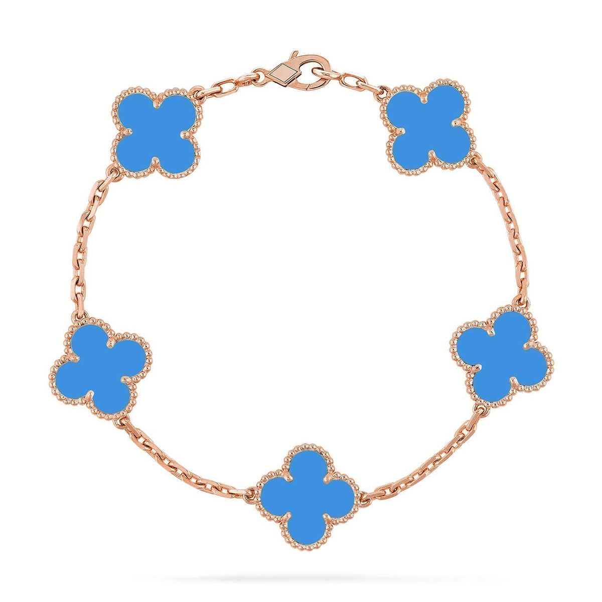 [⭐Sparkve] CLOVER 5 MOTIF BLUE AGATE BRACELET COLLECTION