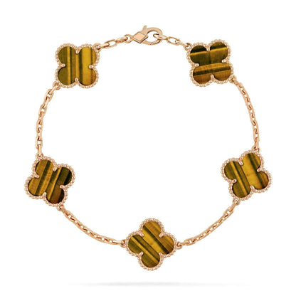 [⭐Sparkve] CLOVER 5 MOTIFS TIGER EYE BRACELET COLLECTION