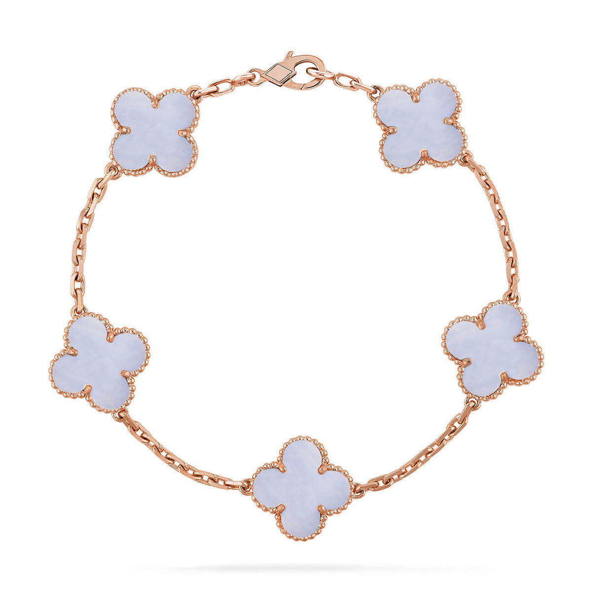 [⭐Sparkve] CLOVER 5 MOTIF PURPLE CHALCEDONY BRACELET COLLECTION