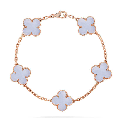 [⭐Sparkve] CLOVER 5 MOTIF PURPLE CHALCEDONY BRACELET COLLECTION