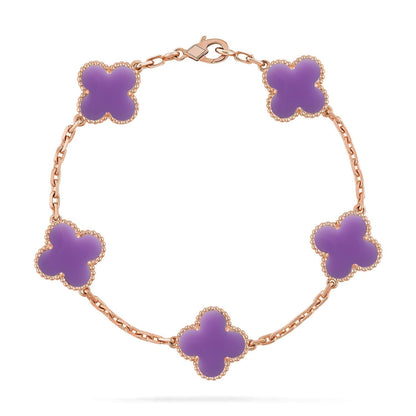 [⭐Sparkve]CLOVER 5 MOTIF LIGHT PURPLE BRACELET COLLECTION