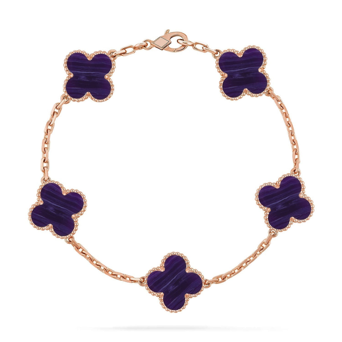 [⭐Sparkve]CLOVER 5 MOTIF PURPLE STRIPES BRACELET COLLECTION